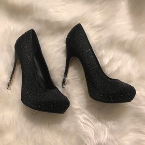 Black “crystal” heels from Aldo